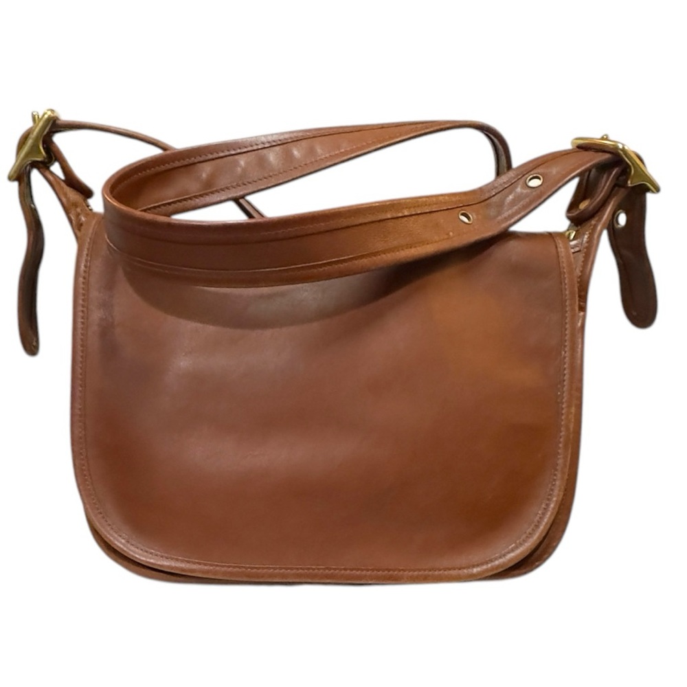 Coach Brown Leather Shoulder Bag with Gold Hardware